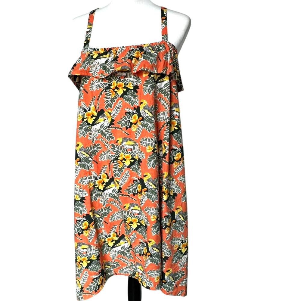 PATAGONIA PATALOHA NWT Girl's XXL Organic Cotton Orange Yellow Bird Floral Dress